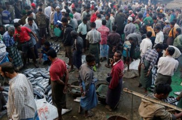فرار مسلمانان روهینگیا با پای برهنه از روی سیم‌های خاردار